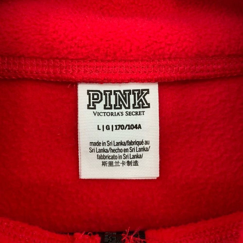 Pink Victoria's Secret 1/4 zip Fleece Pullover Sweatshirt Red Large - Picture 2 of 7